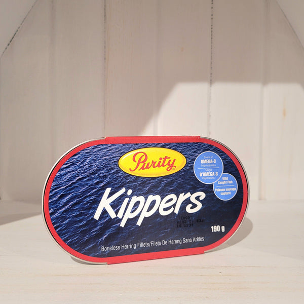 Pack of Purity Kippers on a white surface with a neutral background
