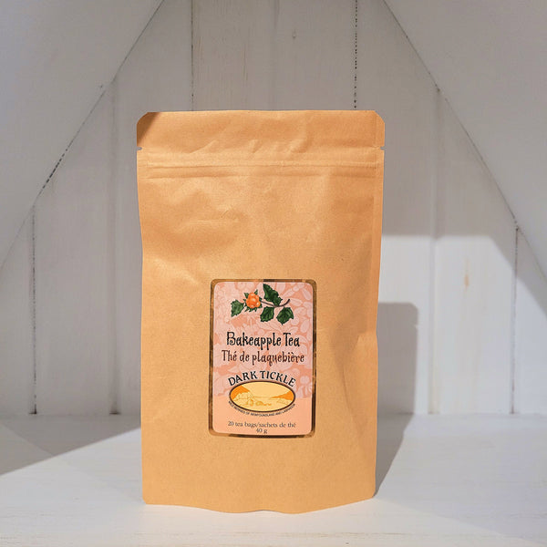 large 40g bag of 20 tea bag sachets with black tea with bakeapple flavor