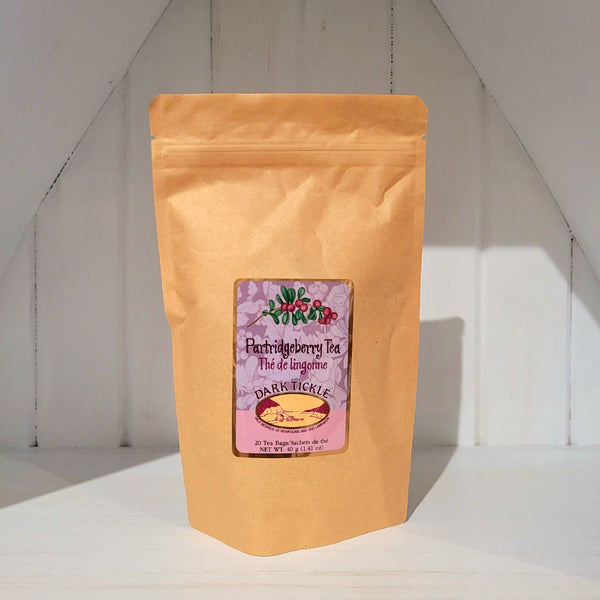 Large 40g bag of 20 tea bag sachets of Ceylon black tea with partridgeberry flavor