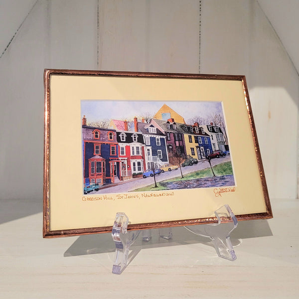 Copper framed art reproduction by Cynthia Noel titled "Garrison Hill, St. John's, Newfoundland".