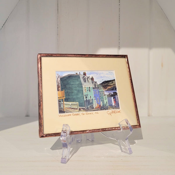 Copper framed and matted print called "Holloway Street" by Cynthia Noel.