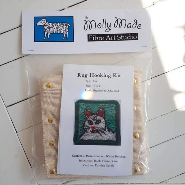 coaster size 'cat' rug hooking kit by Molly Made