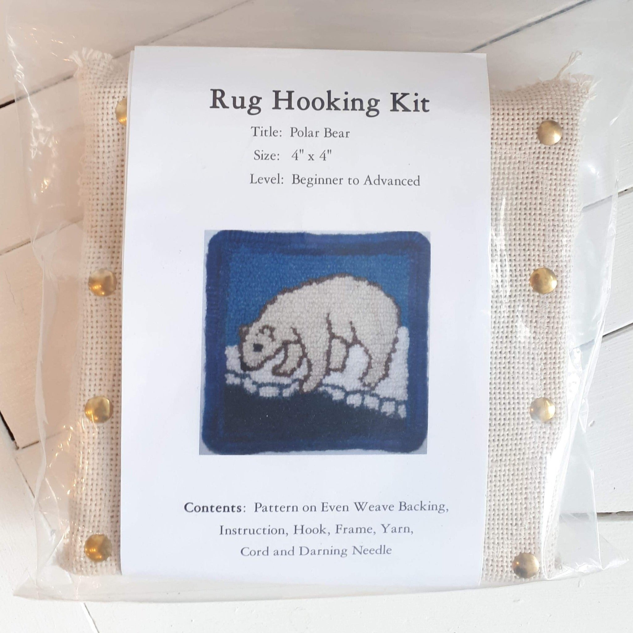 coaster size 'polar bear' rug hooking kit by Molly Made