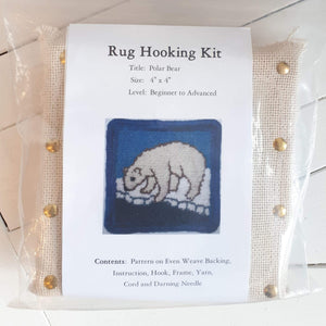 coaster size 'polar bear' rug hooking kit by Molly Made