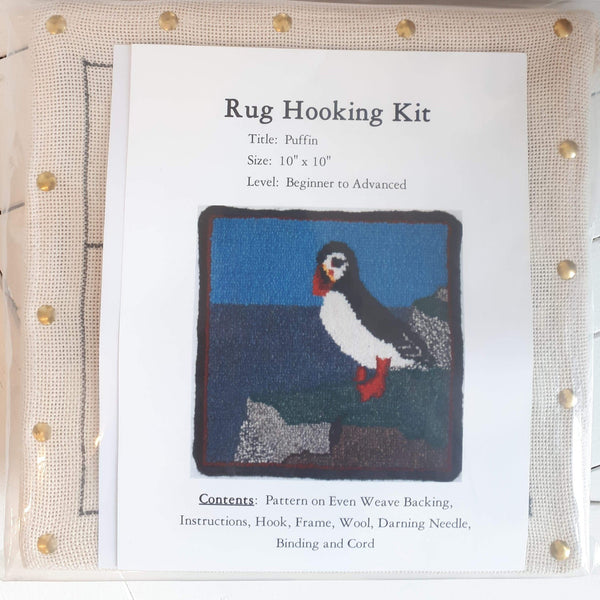 Large Molly Made rug hooking kit titled 'puffin'.