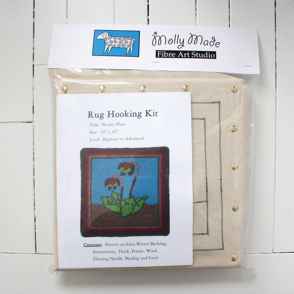 Molly Made large pitcher plant rug hooking kit on white background