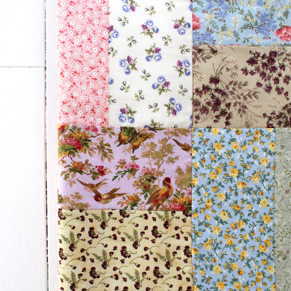 rectangle patchwork quilt with floral patterns